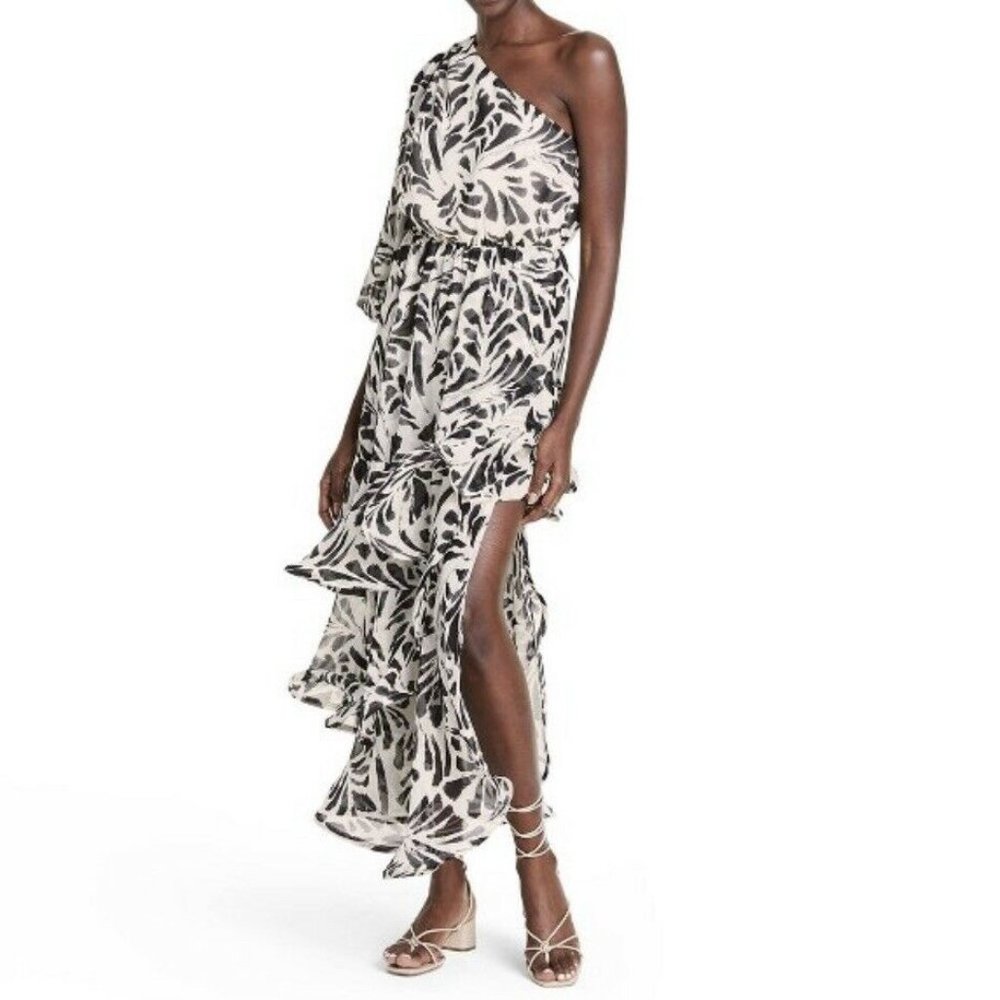 ALEXIS Target Black Botanical Ruffle Dress NWT